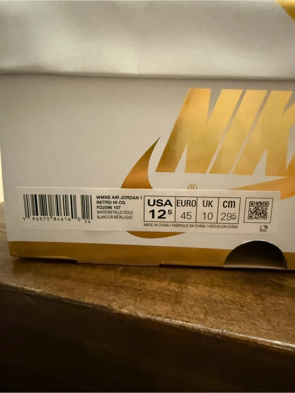 Jordan Air Jordan 1 Retro OG High Top Sneaker White/Gold FD2596-107, M 12.5